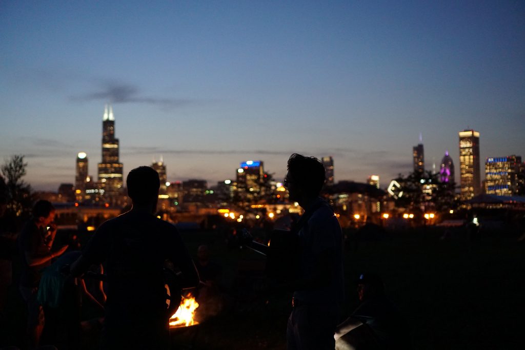 Campers at Northerly Island, Chicago / Darker than Green