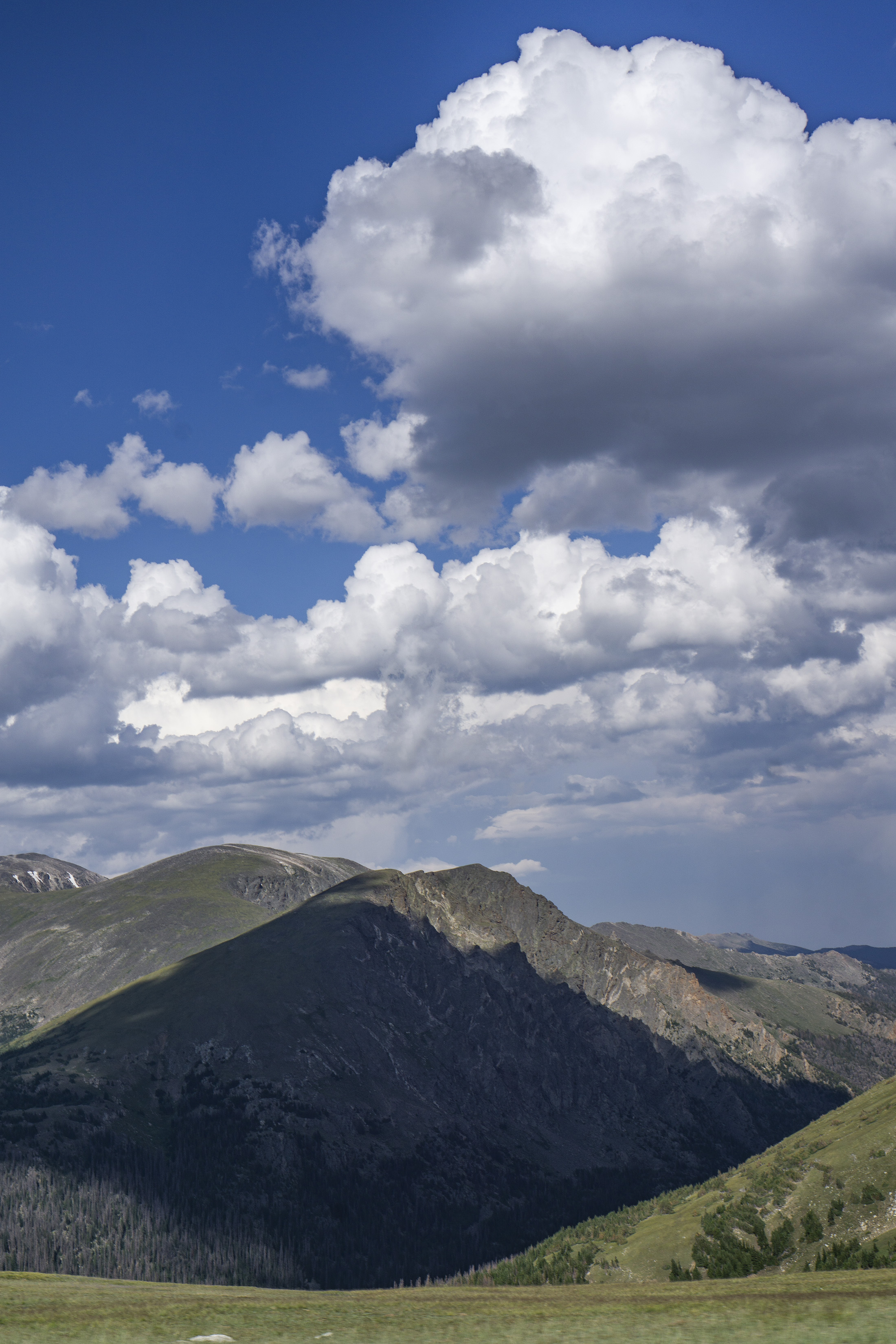 Cloud casting huge shadow over a mountain, Rocky Mountain National Park / Darker than Green